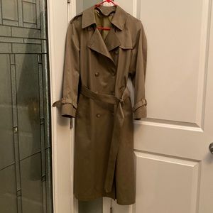 London Fog Double Breasted Belted Trench Coat Safari Color Size 10